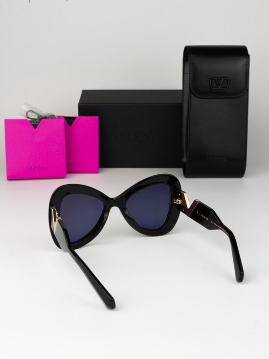 Valentino Women Sunglasses Black Grey Butterfly V-GOLD III VLS-138 A BRAND NEW main image 5